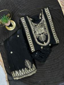 Salwar Kameez en soie brodée pour filles, 3 pièces, vêtements ethniques pour enfants, dupatta, robe de fête indienne pakistanaise, mariages, festivals - Product Image 5