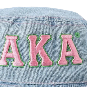 Sombrero de Mezclilla AKA Denim Boonie Rosa con Letra Bordada, Ala Ancha, Ajustable, de Algodón, para Exteriores, Casual, Protección Solar - Product Image 6