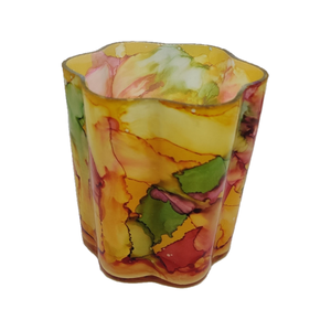 Support votif en verre fantaisie de haute qualité fait à la main personnalisé multi-ombré marbré grand pot carré décoratif multi-usages - Product Image 6