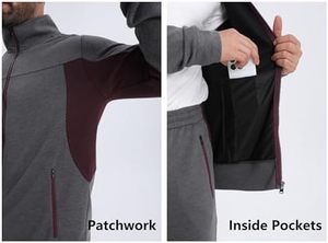 Men Tracksuit Gray Full <b>Zip</b> Stand Collar Color Blocking Side Pockets Polyester Cotton Casual Autumn Wear men tracksuit for sale - Product Image 5