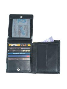 WRIZA <b>Men's</b> Genuine Leather Bifold <b>Wallet</b> | Slim <b>Black</b> Fashion <b>Wallet</b> Polyester 11 Card Slots Coin Pocket ID Window RFID - Product Image 4