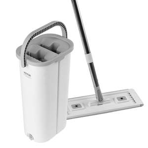 <b>Mop</b> Bucket Wringer Set for Hardwood Tile Vinyl Wet & Dry Use 3 Washable Microfiber Pads & Flat <b>Mop</b> with Stainless Steel Handle - Product Image 1