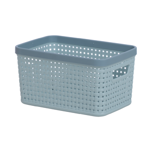 Panier de rangement en plastique léger et écologique Halo, motif tressé en rotin, organisateur de bureau moderne et minimaliste pour la salle de bain - Product Image 3