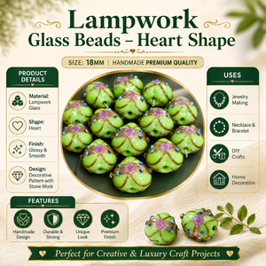 Cuentas de Corazón de Vidrio Verde Hechas a Mano de Primera Calidad, 18 mm, para Diseño de Joyería, Collares, Pulseras, Manualidades, EXCEL - Product Image 4