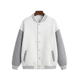 Chaqueta Varsity de Primavera para Hombre, Diseño con Parches, Teñido Liso, Revestida, Resistente al Viento, Transpirable, 100% Algodón, Casual, Venta al Por Mayor - Product Image 3