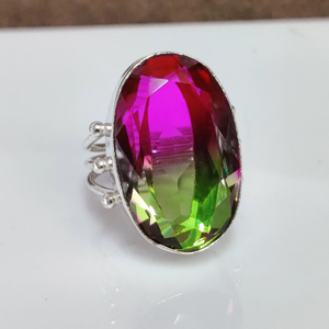 Watermelon Tourmaline <b>Ring</b> <b>925</b> Sterling <b>Silver</b> Gemstone Jewelry Tourmaline <b>Ring</b> Handmade Gift <b>Ring</b> for Her - Product Image 1