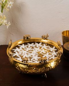 Decorative Round Metal <b>Candle</b> Bowl With Antique Finish For Living Room Tabletop <b>Candle</b> Holder And Home Decor - Product Image 1