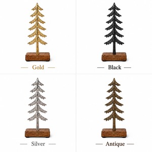 Objeto Decorativo de Metal Plateado para Árbol de Navidad sobre Base de Madera, Decoración Moderna para el Hogar, Adorno para Mesa, Exhibición Navideña - Product Image 4