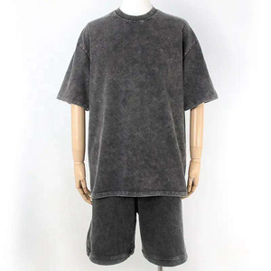 Conjunto de Camiseta y Pantalón para Hombre, Estilo Vintage Lavado al Ácido, Verano 2026, 100% Algodón, Corte Holgado, Unisex, Venta Caliente - Product Image 3