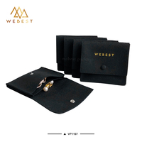 Pochette à bijoux Webest en velours microfibre noir avec fermeture à bouton-pression pour le rangement de bijoux