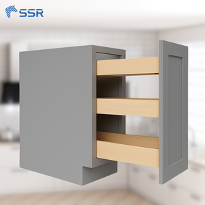 SSR Modern Base Cabinet 3 Drawer Wall Mount <b>Kitchen</b> <b>Storage</b> <b>Unit</b> Rectangular Lacquered Painted Wood Cabinet - Product Image 1