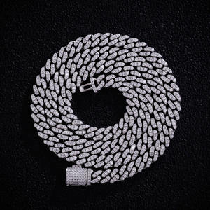 Luxury Iced Out Slim Cuban Link Hip Hop Chain White Gold Finish <b>Statement</b> <b>Necklace</b> for Men Women Premium Fashion Jewelry - Product Image 3