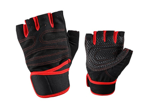 Gants de sport demi-doigts noirs avec bordure turquoise pour femme, équipement d'entraînement fitness, sangle de poignet réglable, en maille - Product Image 5