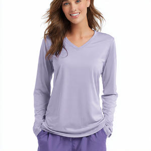 T-shirt de base unisexe à manches longues en tissu tricoté respirant et confortable pour le personnel médical en milieu hospitalier - Product Image 2