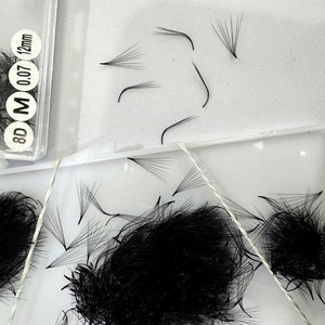 Fournisseur d'extensions de cils 0.07 CC/DD/M/L Courbure 3D 6D 8D Noir Mat Base Fine Cheveux Synthétiques Faux Logo Personnalisé Fait Main Naturel - Product Image 5