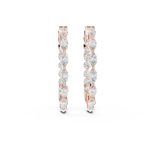 Exclusivo Conjunto de Aros con Diamantes Marquise Cultivados en Laboratorio para Mujer, Chapado en Rodio, Oro Rosa de 18 Quilates, Certificado IGI, para Uso Diario y Eventos Glamurosos - Product Image 2