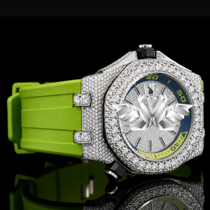 Reloj de Lujo para Hombre con Logotipo Personalizado, Diseño Clásico, Correa de Goma, Movimiento Mecánico Analógico, Adornado con Piedras VVS - Product Image 2