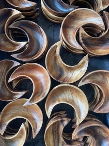 2026 Bol à salade en bois d'acacia Moon tye de 7 pouces, bol de service en bois pour salade, soupe, nouilles - Product Image 3