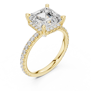 แหวนเพชรทองคำแท้ 14K สีเหลืองสำหรับผู้หญิง ทรง Asscher คุณภาพเยี่ยม พร้อมใบรับรอง GRA ของขวัญสุดหรู - Product Image 5
