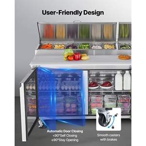Refrigerador Comercial de 67 Pulgadas para Cocina, 20.3 Pies Cúbicos, Puerta Única, Mesa de Preparación de Pizza, 9 Bandejas, Encimera Ultra Ancha de 20 Pulgadas para Preparación de Alimentos - Product Image 6