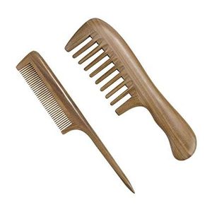 Peine de madera de Neem antiestático, redondo, de dientes anchos, peine de bolsillo, cepillo de madera para el cabello, herramienta de peinado de la India, artesanía natural - Product Image 3
