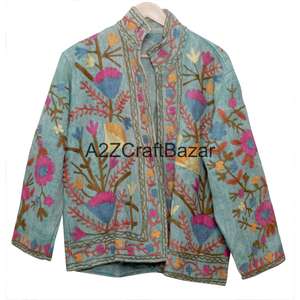 Chaqueta TNT Hecha a Mano con Bordado a Máquina, Volantes, Patrón Floral, Cuello en V, Algodón, Casual, Ecológica, de Secado Rápido, para Invierno/Primavera - Product Image 6