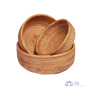 BEST SELLING Foldable Rattan Woven Round Serving Tray for Desk/Tableware <b>Storage</b> & <b>Coffee</b> <b>Table</b> Decor Vietnam - Product Image 1
