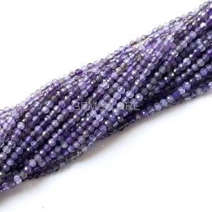 Cuentas redondas microfacetadas de amatista natural de 2 mm, cuentas de amatista para la fabricación de joyas, piedras preciosas sueltas facetadas con corte de diamante al por mayor. - Product Image 2