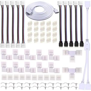 Kit Connettori per Strisce LED a 4 Pin 5050 RGB 10mm con 8 Tipi di Accessori Senza Saldatura, Fornitura Moore - Product Image 1