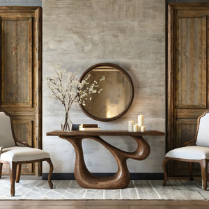 Table console en bois recyclé faite à la main, décoration d'intérieur unique, meuble d'entrée de style campagnard pour salle à manger, table console au style unique - Product Image 3