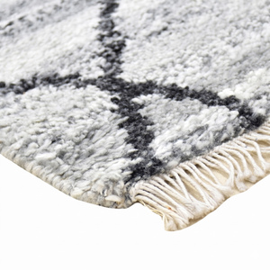 Tapis en laine gris ivoire DECORDEC, tufté à la main, antidérapant, écologique, design moderne, lignes abstraites entrecroisées, poils épais pour salon - Product Image 6