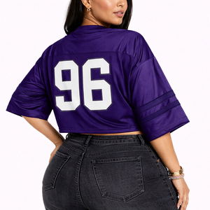 Camisetas de Fútbol Americano de Malla Morada de Primera Calidad para Mujer, Personalizadas con Número Gráfico Impreso por Sublimación, Ropa Deportiva - Product Image 6