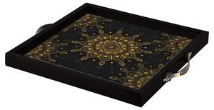 Golden Floral Printed Wooden Serving <b>Tray</b> Square Shaped <b>Large</b> Serving <b>Tray</b> for Decoration Home and Office Multipurpose for Gift - Product Image 2