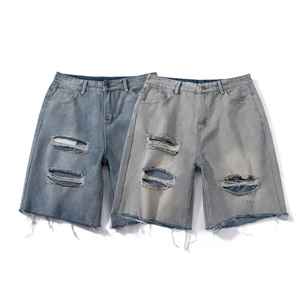 กางเกงยีนส์ขาสั้นผู้ชายคุณภาพสูง ขายส่ง แบบสั่งทำ ผ้าเดนิมเนื้อเดียว ผ้าฝ้ายแท้ สไตล์คลาสสิก สวมใส่สบาย แห้งเร็ว ระบายอากาศได้ดี เอวยางยืด - Product Image 6