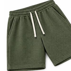 <b>Mens</b> Waffle Knit <b>Shorts</b> Embroidered Custom Lightweight Breathable Textured Fabric Casual Summer Sports Gym Training <b>Lounge</b> - Product Image 5
