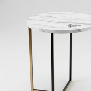 Nordic Style Gold Wire Hourglass <b>Stool</b> Elegant Marble Top <b>Vanity</b> <b>Stool</b> Contemporary Ring Base Accent <b>Table</b> - Product Image 6