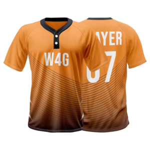 Men's Baseball Jersey Sublimated Print 07 Orange Brown Gradient Quick Dry Short Sleeve Regular Fit Adult Apparel - Product Image 1