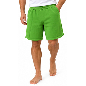 OEM <b>Mens</b> Waffle Knit <b>Shorts</b> Casual Summer Sportswear Elastic Waist Drawstring Gym Workout Fitness Training <b>Lounge</b> <b>Shorts</b> For <b>Men</b> - Product Image 1