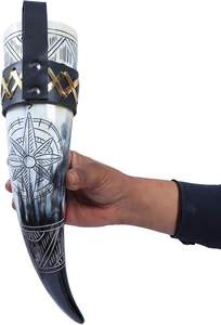 Viking Drinking Horn Engraved Design Horn Large Viking Drinking Horn with Stand Cup Mug Groomsmen Direct Factory Sell Customize - Product Image 2