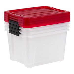 4 bacs de rangement transparents de 20 litres en plastique avec couvercles, empilables, organisateurs durables pour la maison, le bureau et le stockage saisonnier - Product Image 4