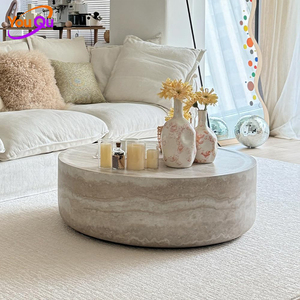 Mesa de Centro de Piedra Caliza Circular de Diseño Creativo, Estilo Nórdico Wabi Sabi, Minimalista y de Lujo Ligero - Product Image 5