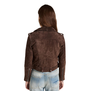 Women's Genuine <b>Leather</b> Moto <b>Jacket</b> Turn-down Collar Zipper Closure Full Sleeve <b>Brown</b> Color Regular Fit <b>Leather</b> <b>Jacket</b> for Women - Product Image 2