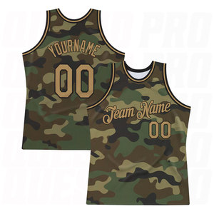 Camiseta de Baloncesto Personalizada con Camuflaje en Negro y Dorado Antiguo, Diseño de Homenaje a los Servicios Militares, Uniforme de Baloncesto Sublimado de Primera Calidad - Product Image 1