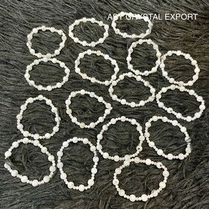 Bracelet en perles de pierre de lune arc-en-ciel naturelle polie de haute qualité, bijoux en pierre semi-précieuse blanche pour la méditation et l'anti-anxiété - Product Image 6
