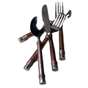 Ensemble de couverts à manche rond perlé et martelé vente en gros de cuisine, restaurant, hôtel, argenterie, ensemble de cuillères de mariage de luxe - Product Image 1