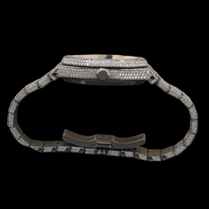 Reloj Hip Hop Completamente Cubierto de Diamantes Moissanite con Esfera Redonda y Fecha Automática - Product Image 5