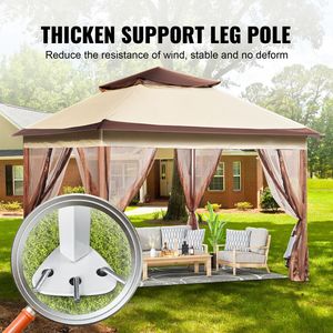 Gazebo Plegable de 11 x 11 Pies para Patio, Pérgola para 8-10 Personas, Estructura Metálica, Tela Oxford 250D con Revestimiento de PU, Mosquitera - Product Image 3