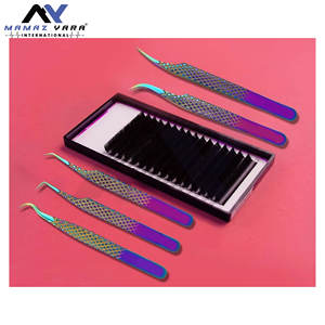 ชุดแหนบต่อขนตาสแตนเลสแบบมืออาชีพ ด้ามจับเพชร สีรุ้ง พร้อมอุปกรณ์ต่อขนตาไฟเบอร์ ชุด 5 ชิ้น - Product Image 5