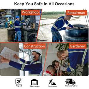 เสื้อเชิ้ตผ้าฟลีซสะท้อนแสง ANSI Class 1 LED กันน้ำ ระบายอากาศได้ดี น้ำหนักเบา ไซส์ใหญ่ สำหรับผู้ชาย มองเห็นได้ชัดเจน |   280 แกรมต่อตารางเมตร - Product Image 6