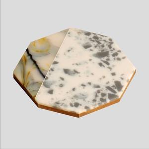 Sous-verre en résine personnalisé avec fleurs séchées pressées, irrégulier, pour tasses à thé et café, décoration d'intérieur en agate d'Inde - Product Image 3